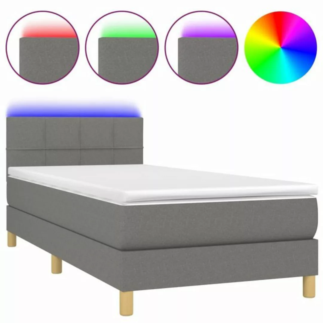 vidaXL Boxspringbett Boxspringbett mit Matratze LED Dunkelgrau 90x190 cm St günstig online kaufen