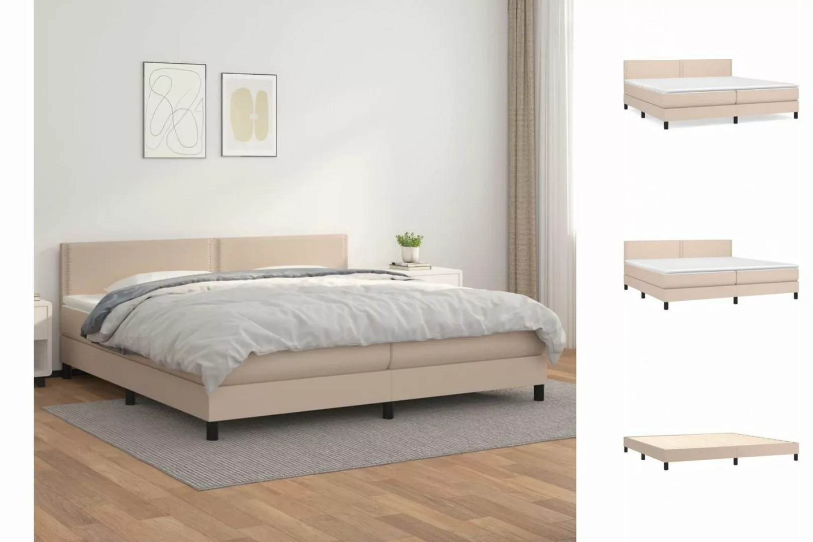 vidaXL Bettgestell Boxspringbett Matratze Cappuccino-Braun 200x200cm Kunstl günstig online kaufen