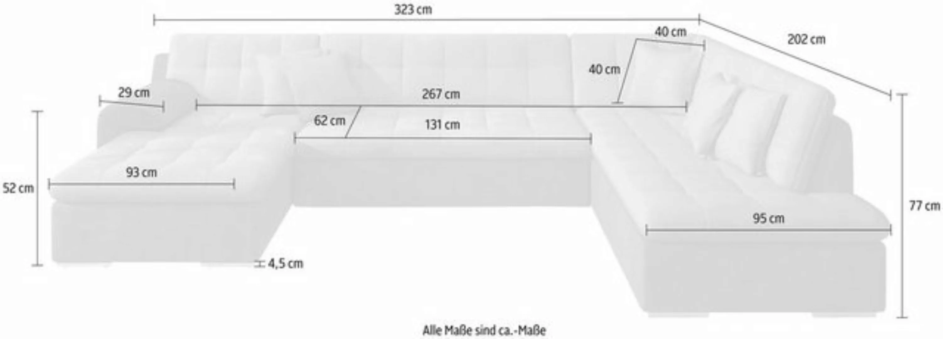 TRENDMANUFAKTUR Wohnlandschaft Rave II, toller Sitzkomfort, auswendige Deta günstig online kaufen