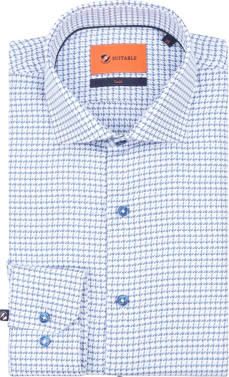 Suitable Hemd Check Print Blau - Größe 43 günstig online kaufen