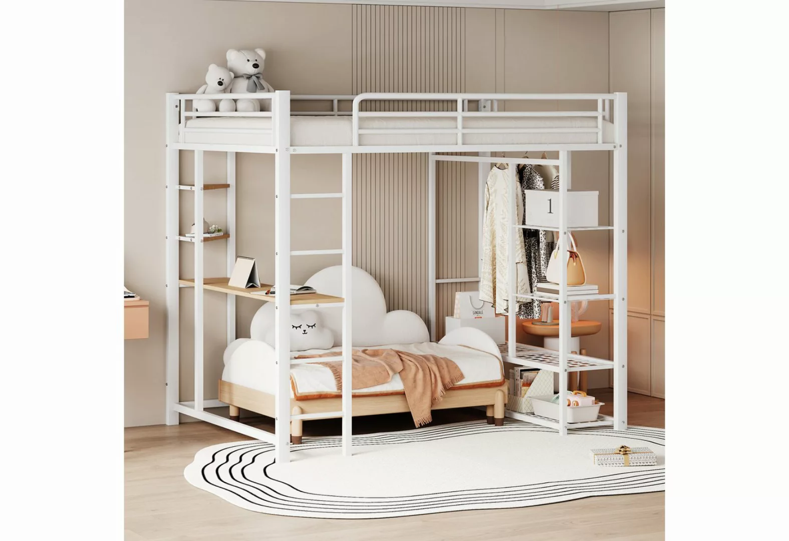 REDOM Kinderbett Eisenbett Hochbett Metallbett Stauraumbett Jugendbett (mit günstig online kaufen