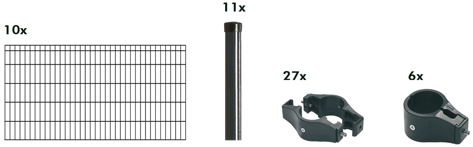 KRAUS Doppelstabmattenzaun "Dino-Pro DS-Z42", anthrazit, 100 cm hoch, 10 El günstig online kaufen