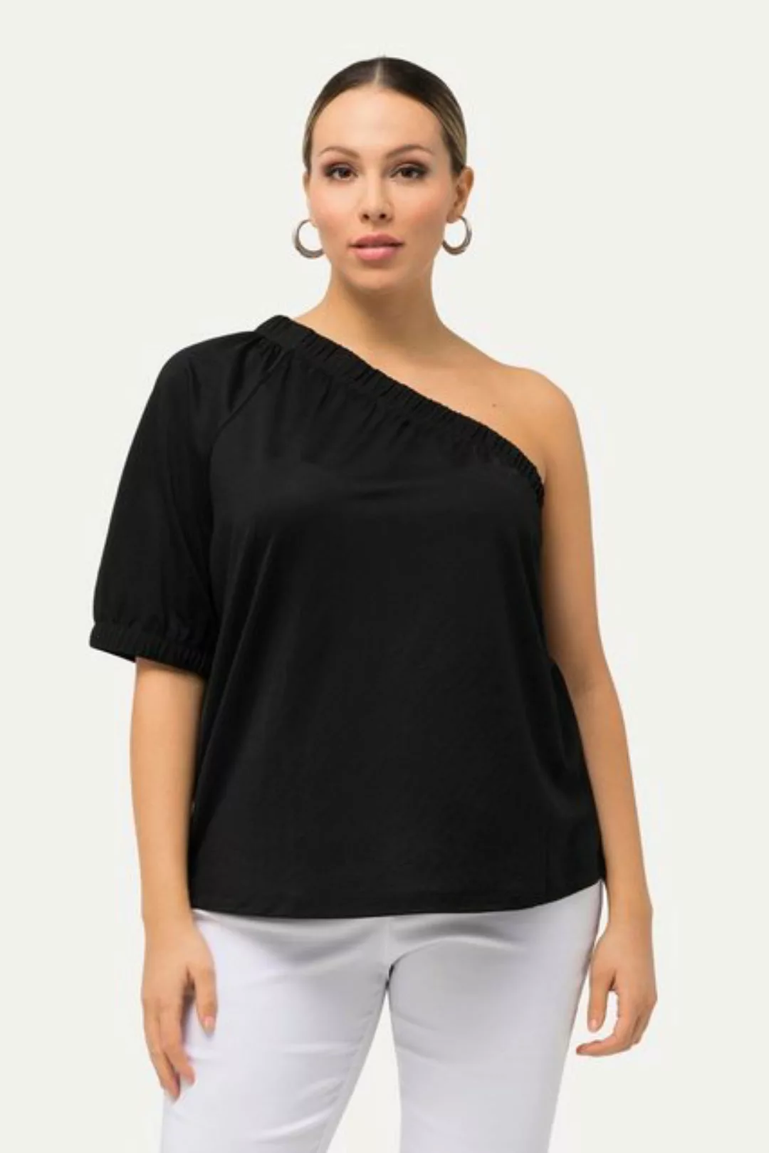 Ulla Popken Rundhalsshirt One-Shoulder-Bluse asymmetrischer Ausschnitt günstig online kaufen