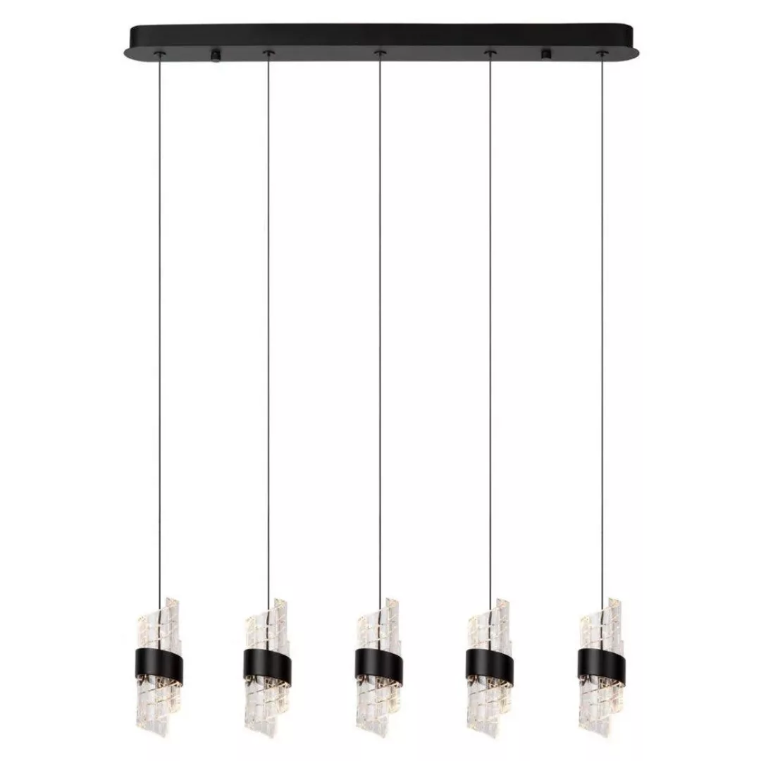 LED Pendelleuchte Kligande in Schwarz und Transparent 5x 7,8W 3100lm günstig online kaufen