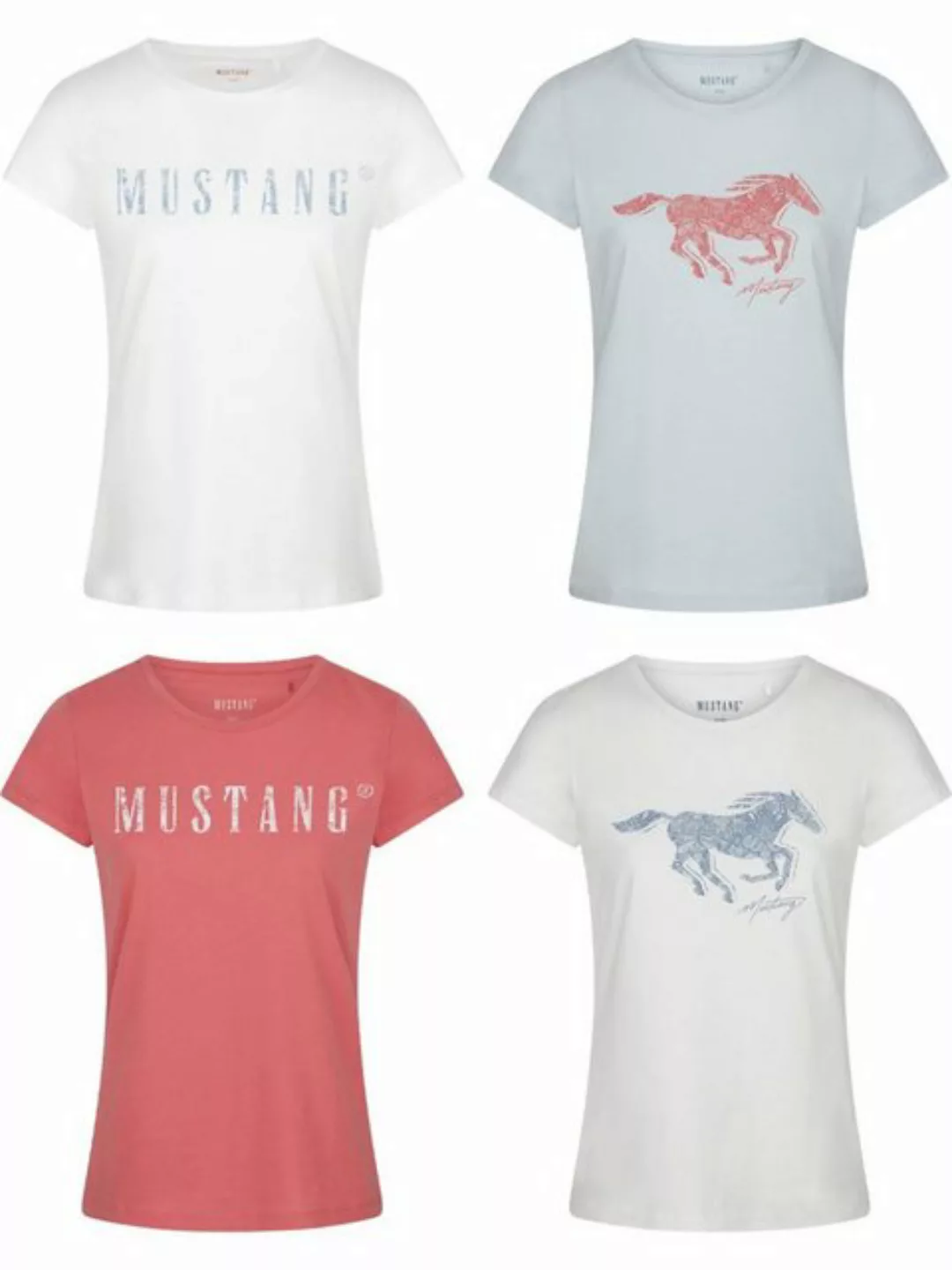 Mustang Damen T-Shirt 4er Pack Slim Fit S M L XL XXL günstig online kaufen