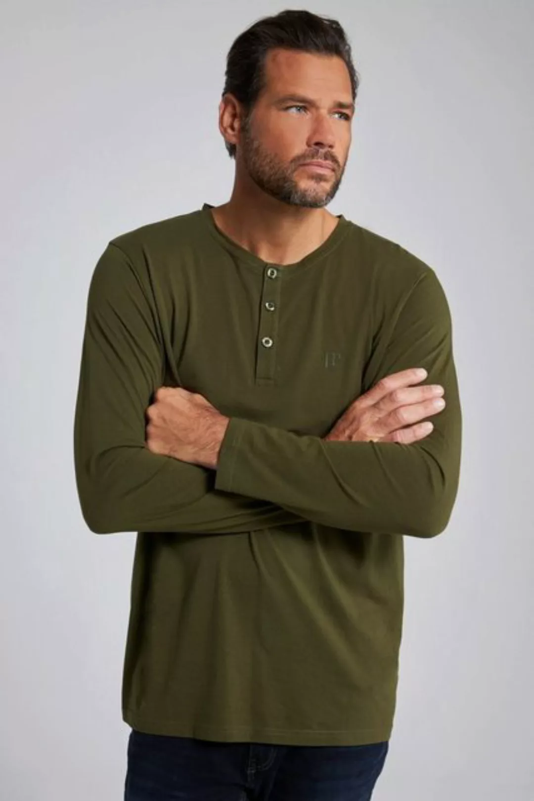 JP1880 T-Shirt JP 1880 Henley Basic Shirt Langarm Knopfleiste günstig online kaufen