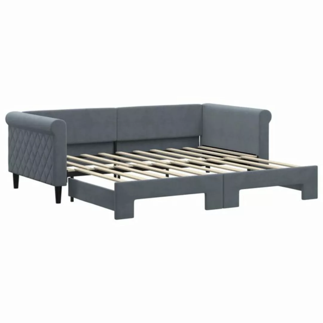 vidaXL Bett Tagesbett Ausziehbar Dunkelgrau 90x190 cm Samt günstig online kaufen