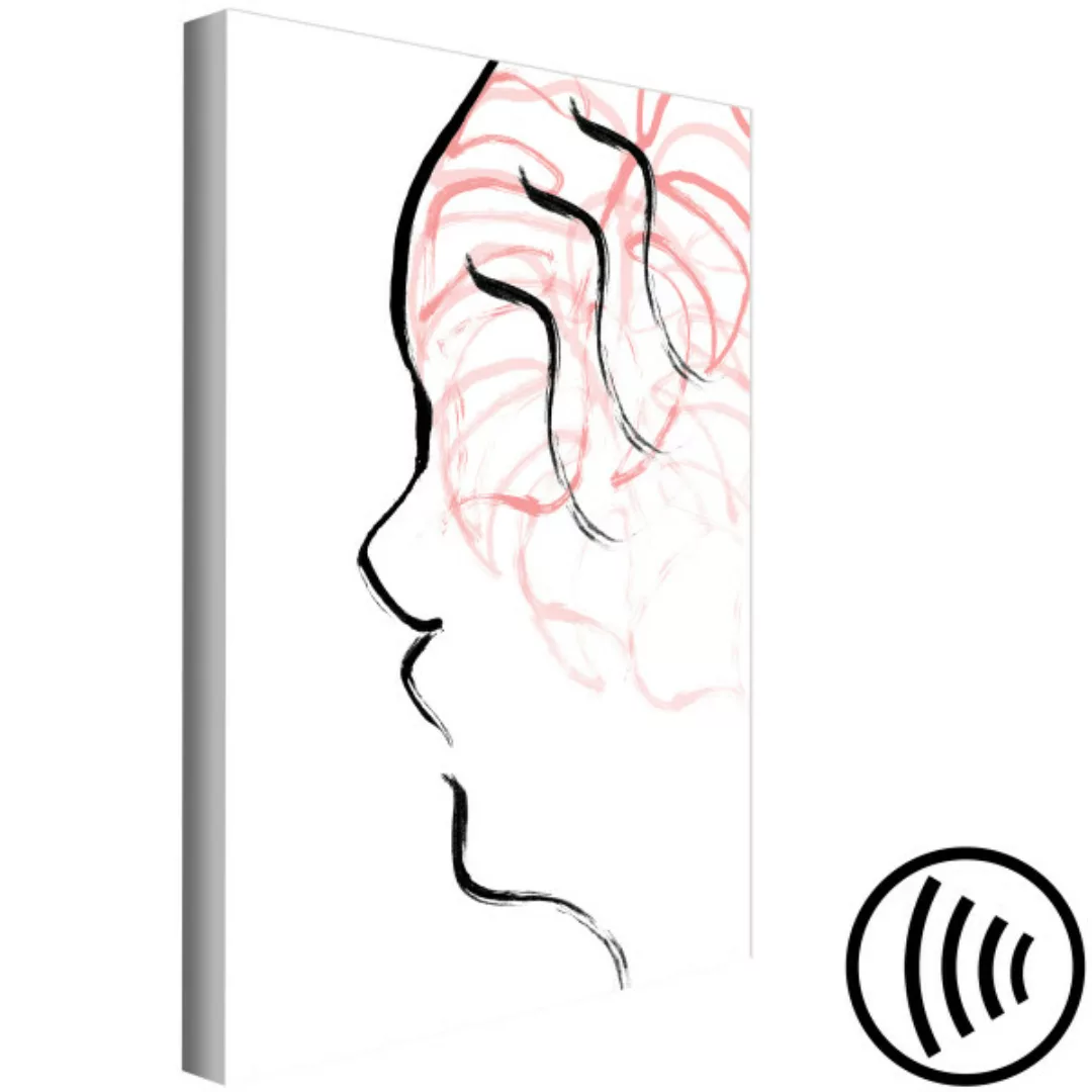 Wandbild Blättrige Gedanken - Kontur-Gesichtsprofil mit einem abstrakten Ak günstig online kaufen
