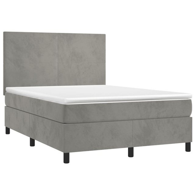 furnicato Bett Boxspringbett mit Matratze Hellgrau 140x200 cm Samt (1-tlg) günstig online kaufen