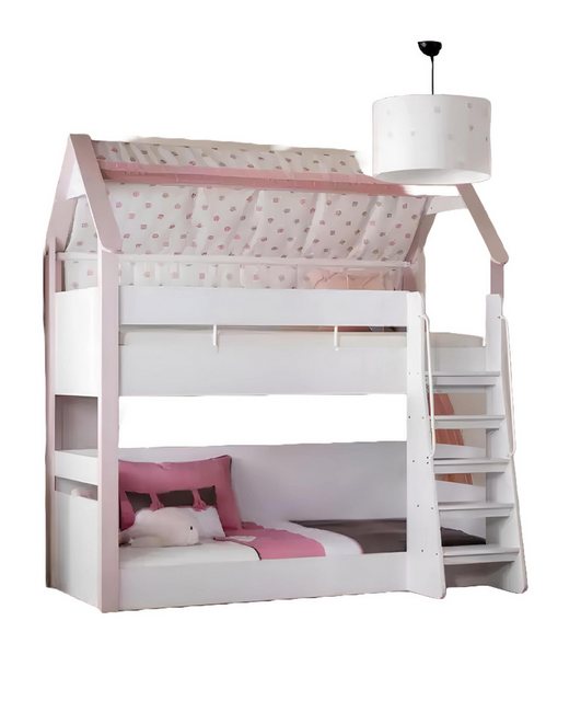 Xlmoebel Bett Hochbett für Kinderzimmer aus Holz in Rosa mit Etagenbett und günstig online kaufen