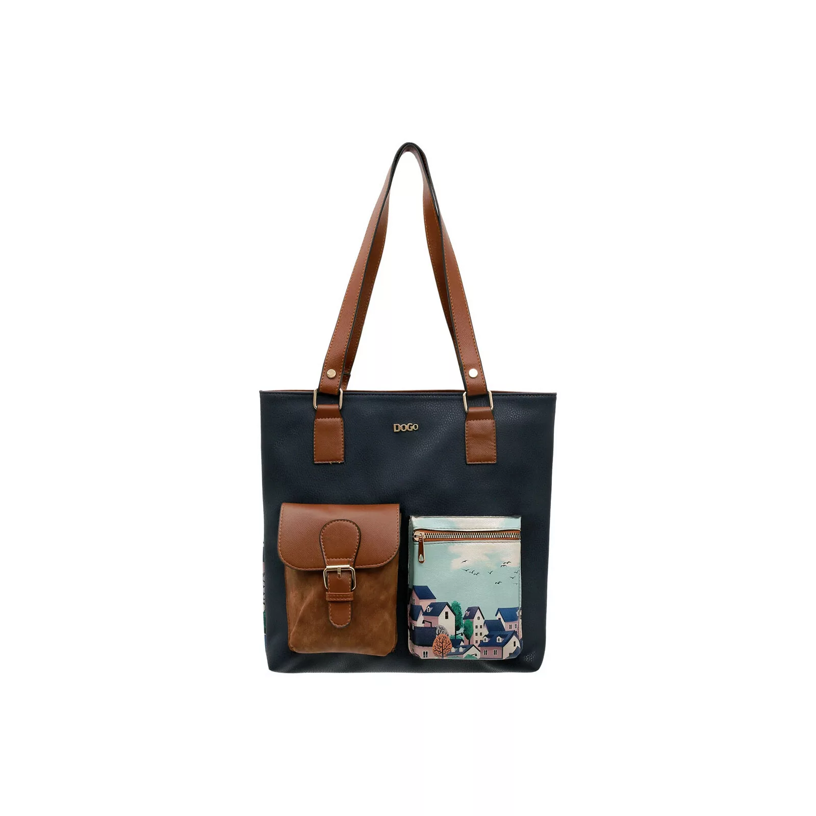 DOGO Umhängetasche "Damen Multi Pocket Bag Buildings Vegan Damen Handtasche günstig online kaufen