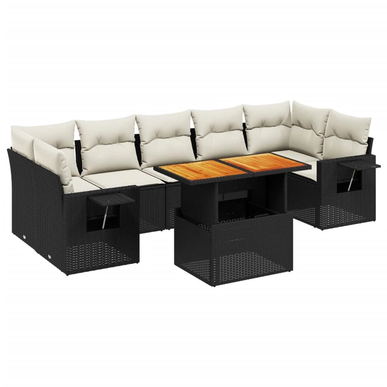 vidaXL 8-Tlg Garten-Sofagarnitur mit Kissen Schwarz Poly Rattan 3271665 günstig online kaufen