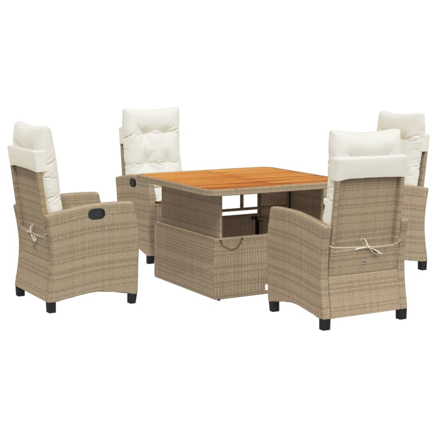 vidaXL 5-Tlg Garten-Essgruppe mit Kissen Beige Poly Rattan 3277413 günstig online kaufen