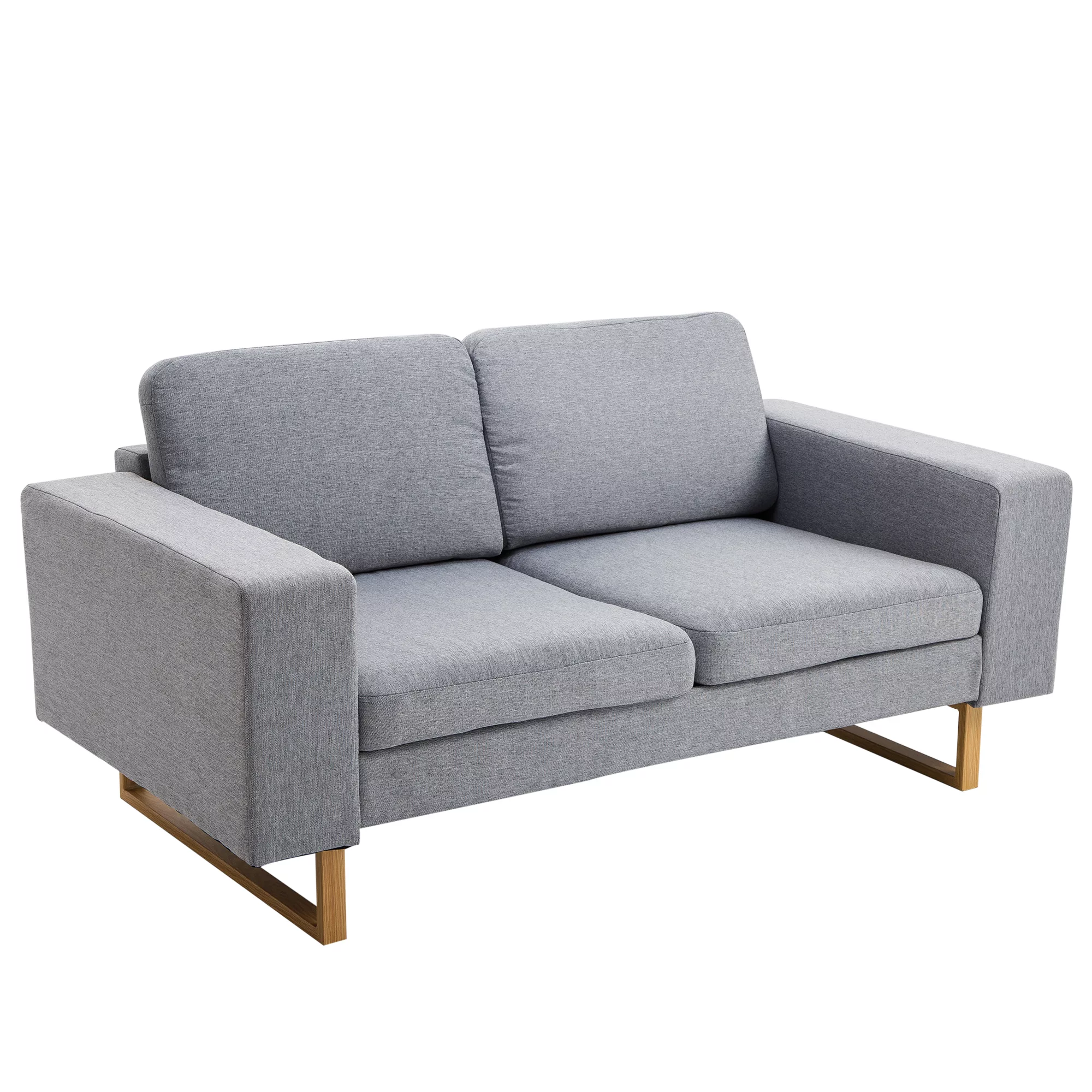 HOMCOM® 2-Sitzer Sofa Ecksofa Polstersofa Stoffsofa Sitzmöbel Holz hellgrau günstig online kaufen