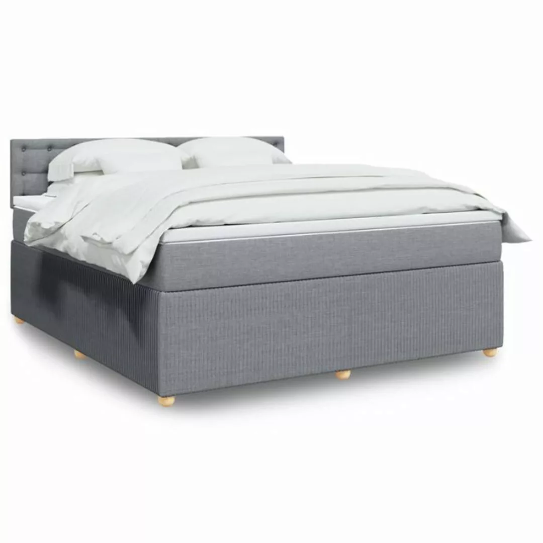 vidaXL Bettgestell Boxspringbett mit Matratze Hellgrau 180x200 cm Stoff Bet günstig online kaufen