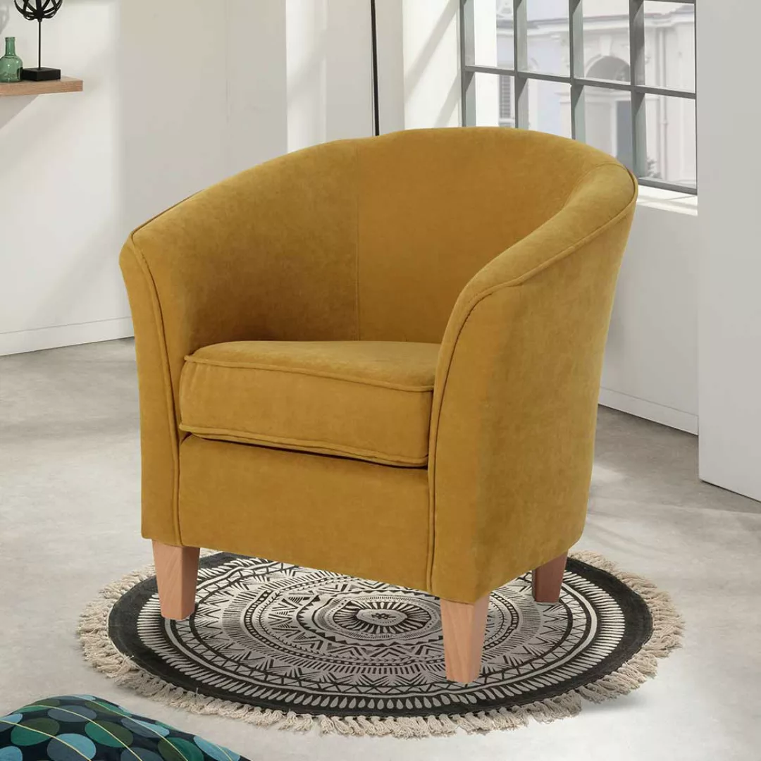 Kleiner Sessel gelb in modernem Design 70 cm breit - 74 cm hoch günstig online kaufen