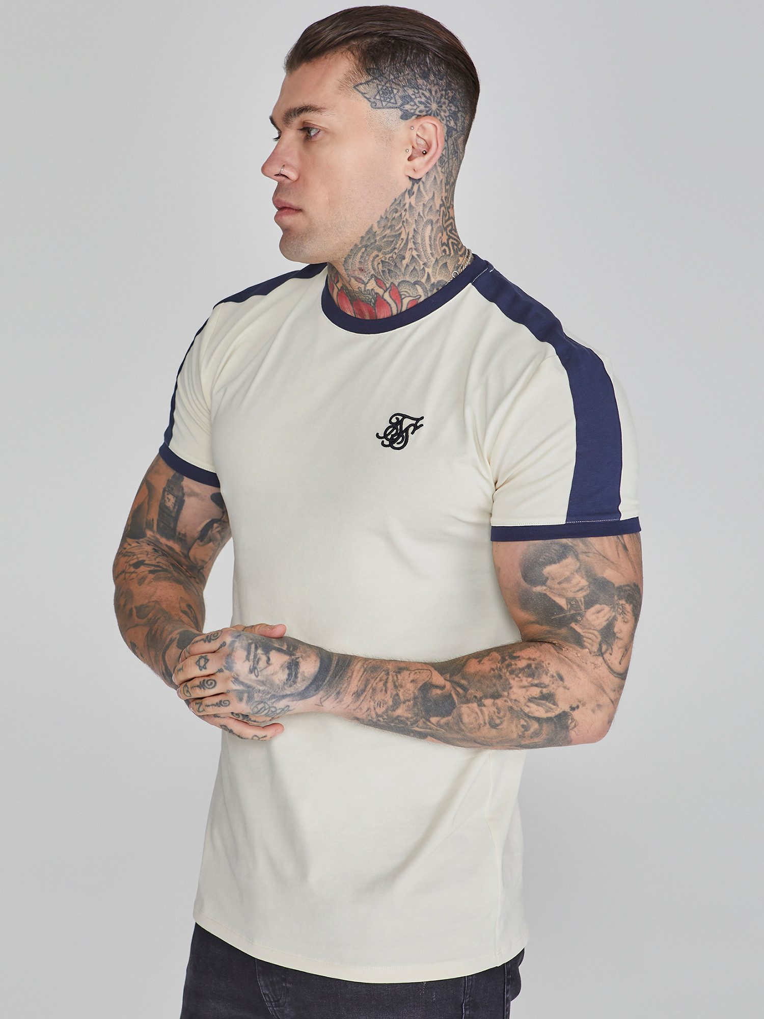 Siksilk T-Shirt SikSilk Herren Ecru Ringer günstig online kaufen