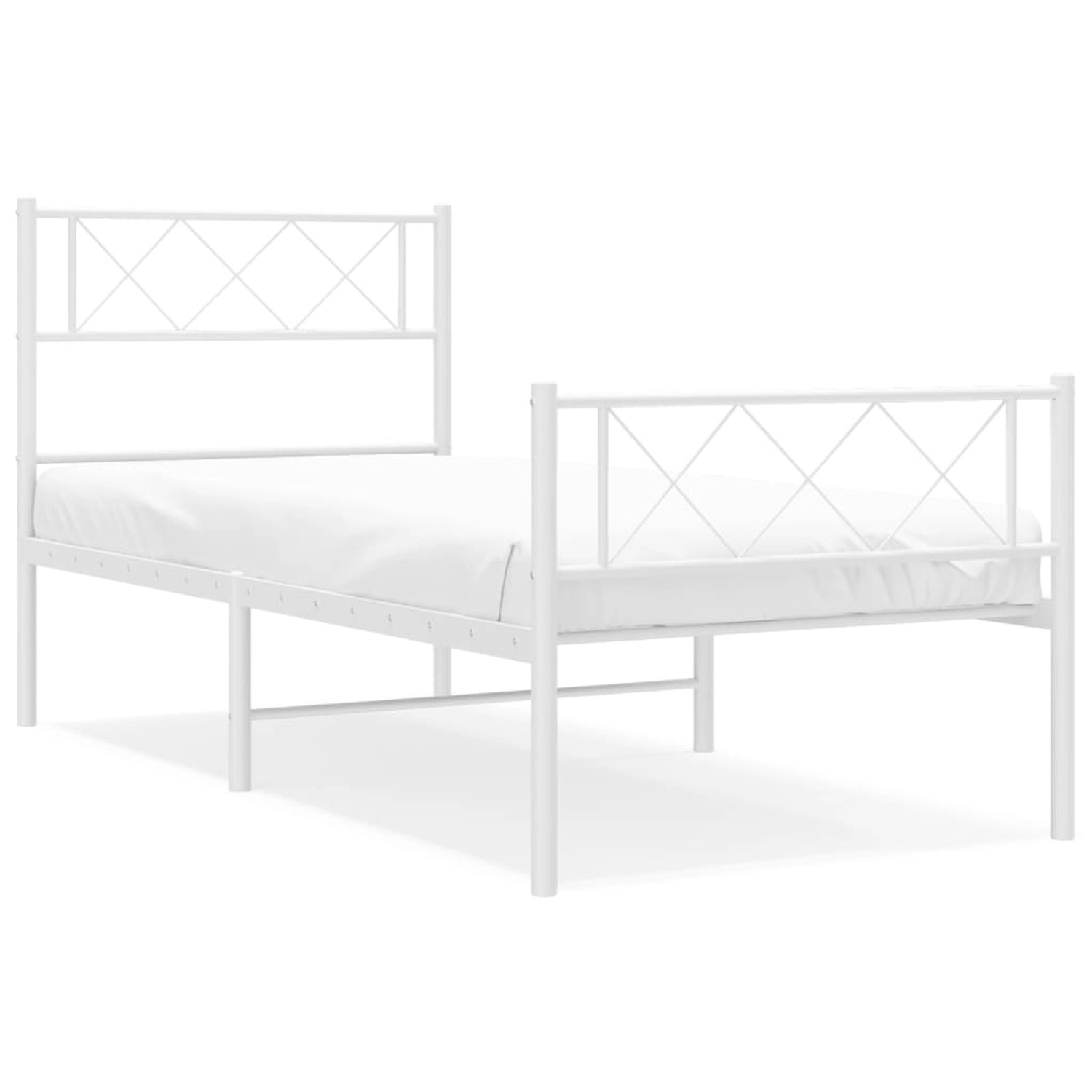 vidaXL Bettgestell mit Kopf- und Fußteil Metall Weiß 107x203 cm Modell 5188 günstig online kaufen