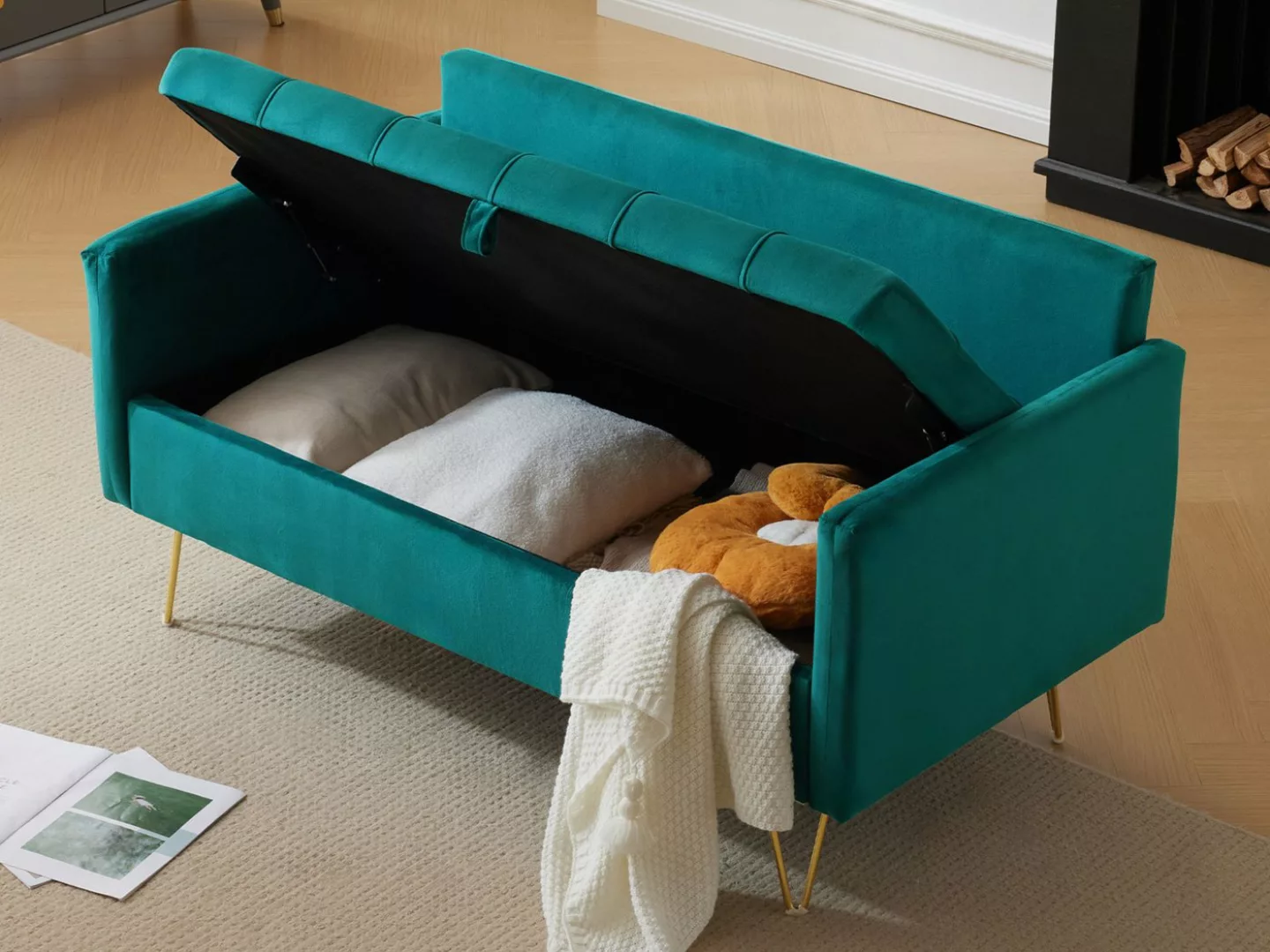 SeedWave Sofa 2-Sitzer Sofa mit Stauraum, Gepolstertes Samt-Loveseat mit Ki günstig online kaufen