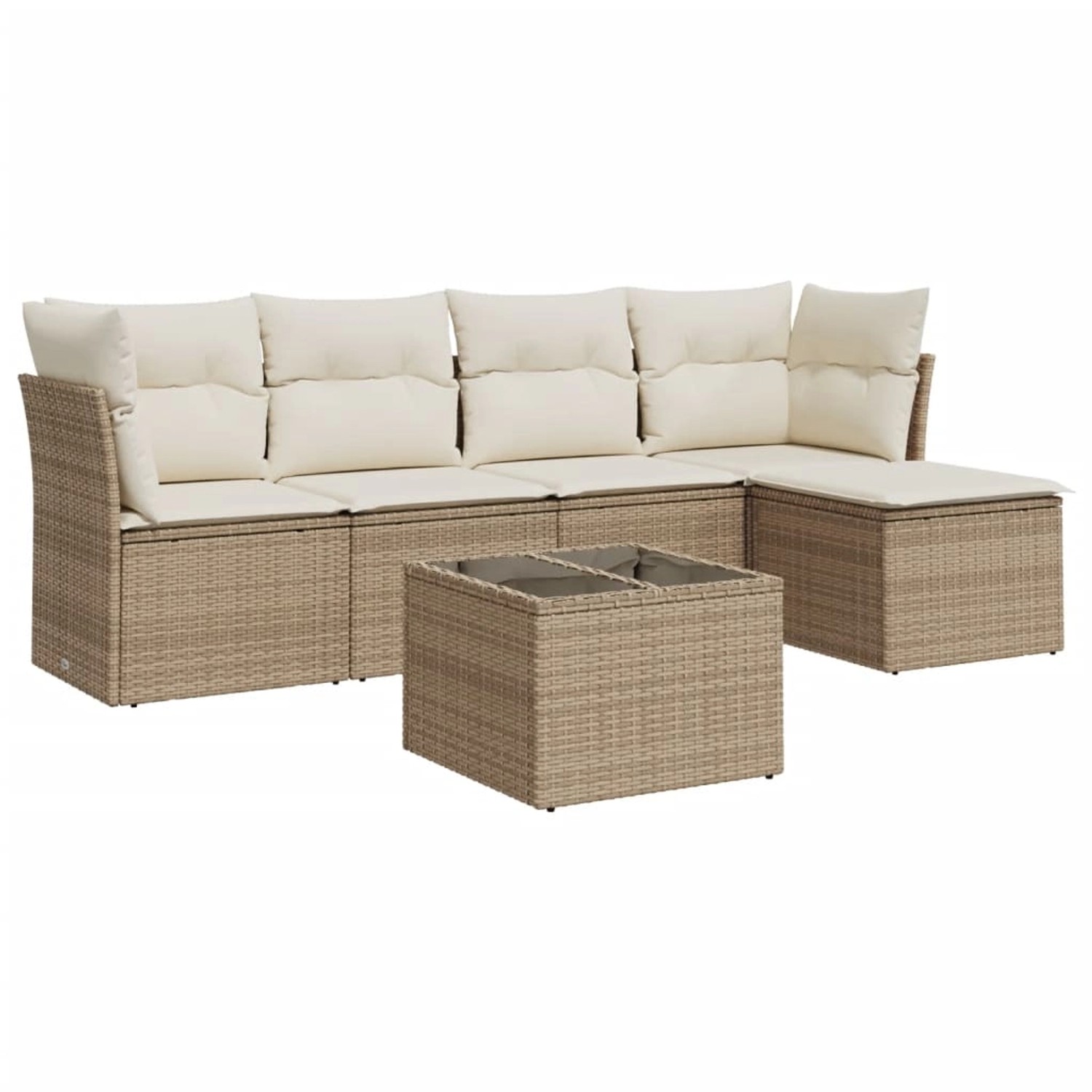 vidaXL 6-Tlg Garten-Sofagarnitur mit Kissen Beige Poly Rattan 3217568 günstig online kaufen