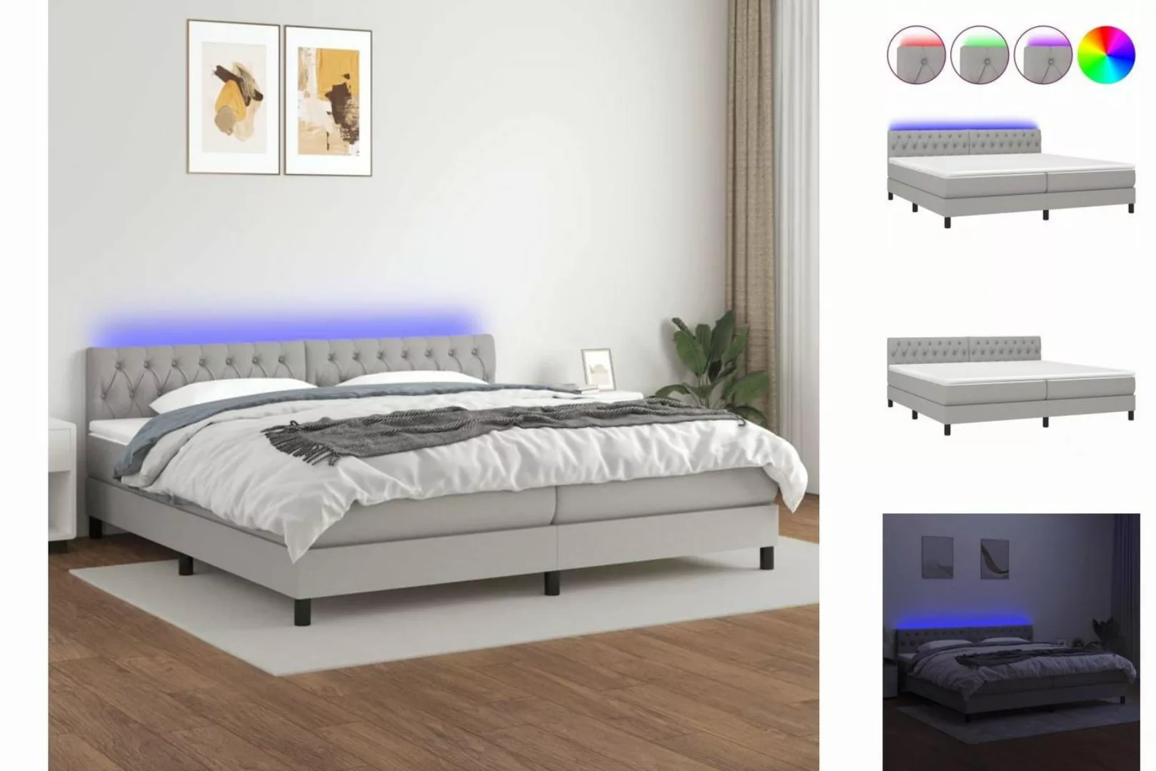 vidaXL Boxspringbett Bett Boxspringbett komplett mit Matratze & LED Stoff ( günstig online kaufen