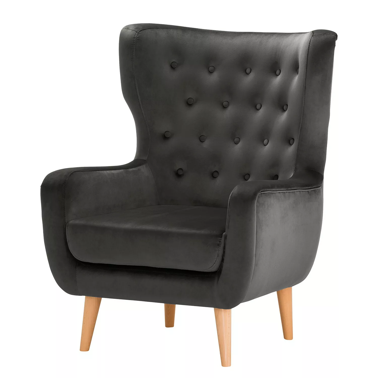 home24 Norrwood Sessel Boyka I Grau Samt 81x88x105 cm (BxHxT) günstig online kaufen