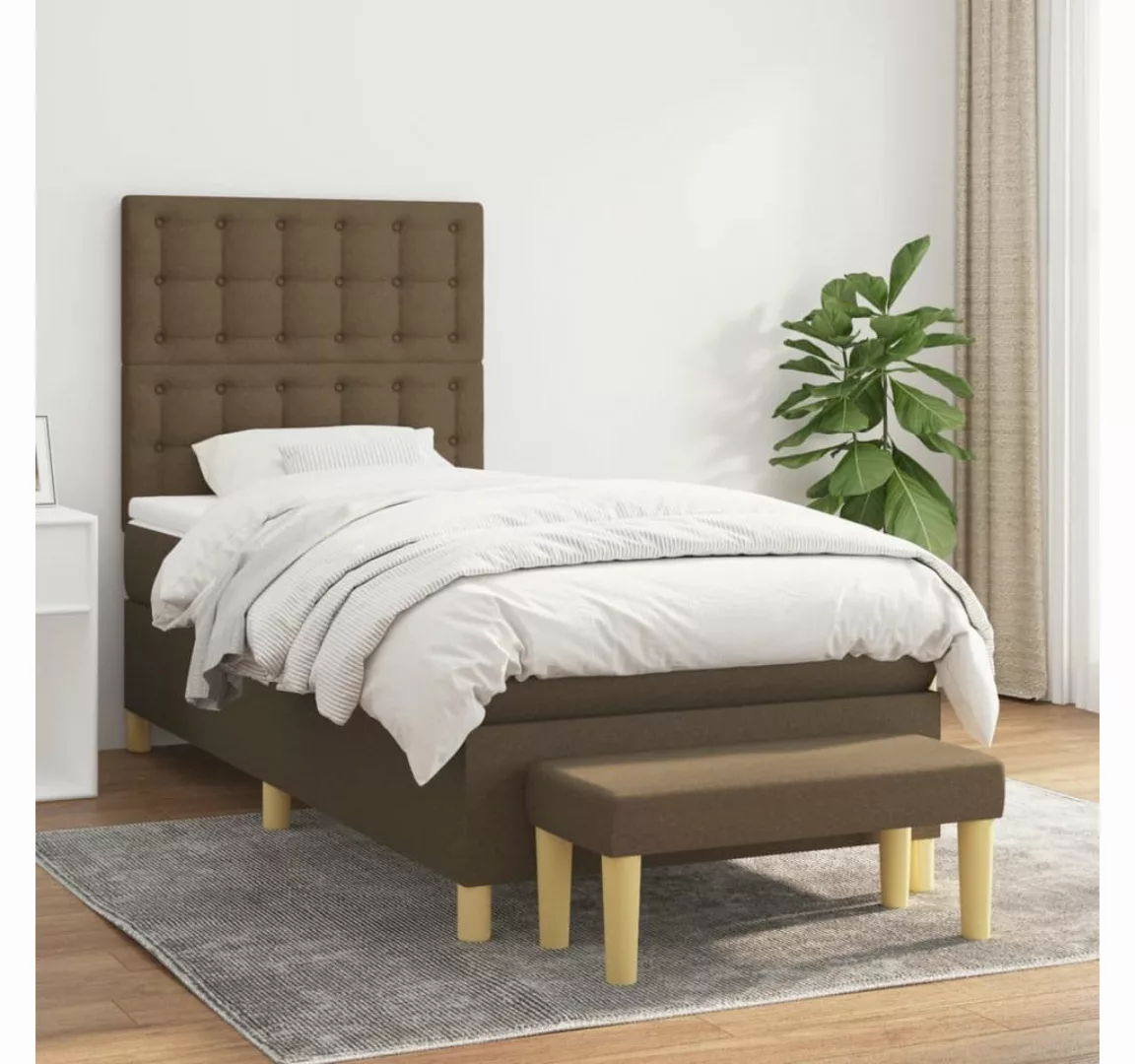 vidaXL Boxspringbett Boxspringbett mit Matratze und Fusshocker Stoff (90 x günstig online kaufen