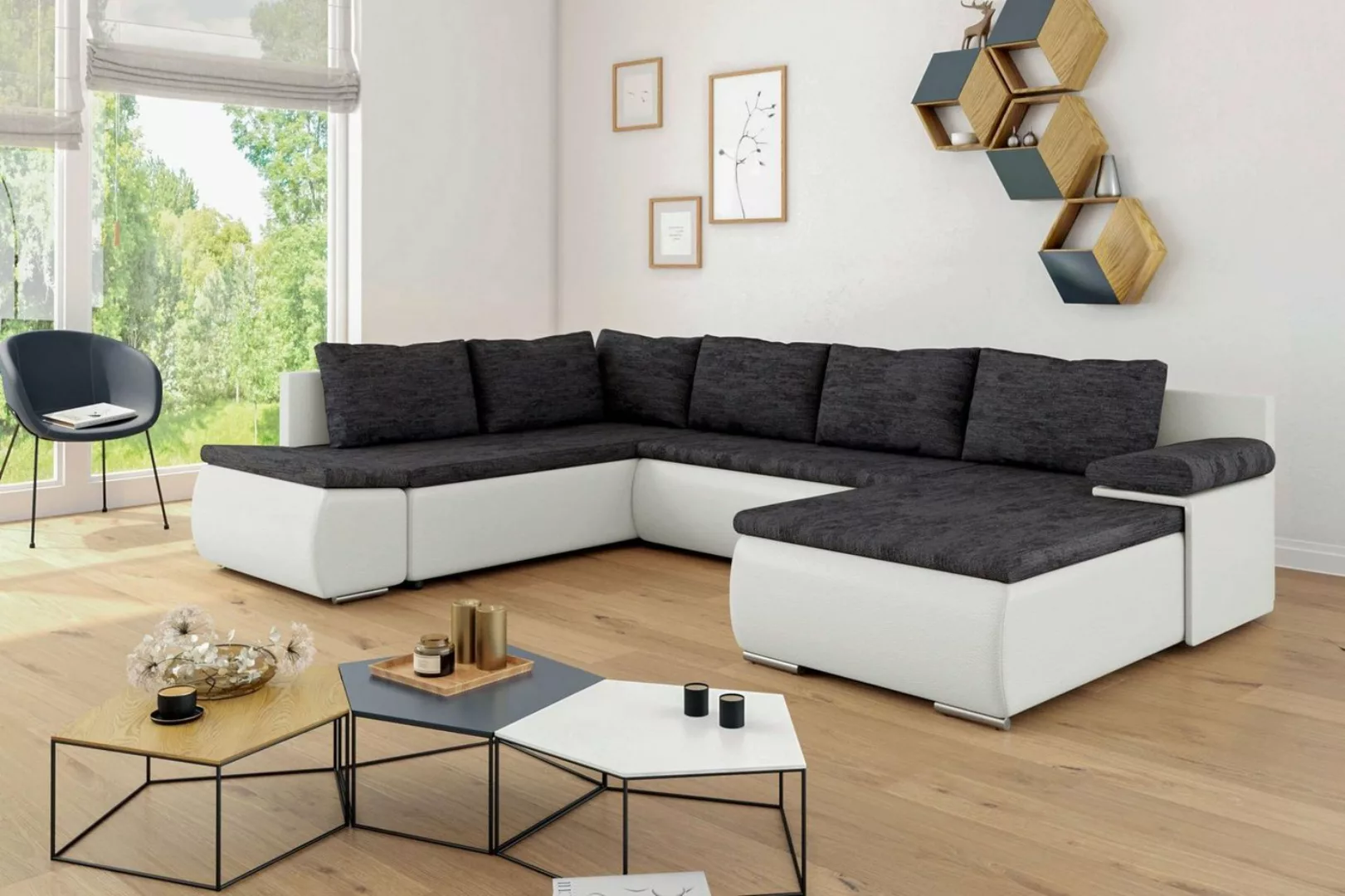 99rooms Wohnlandschaft Nessi, Sofa, U-Form, Ottomane links oder rechts best günstig online kaufen