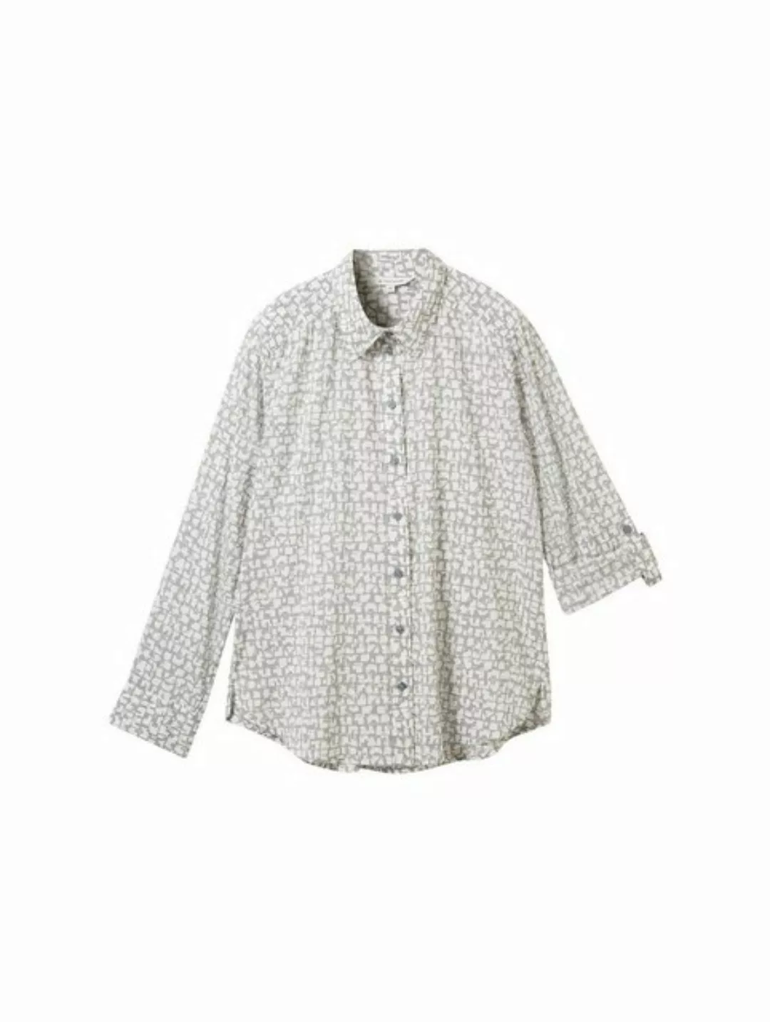 TOM TAILOR Blusenshirt printed blouse with collar, neutral tile design günstig online kaufen