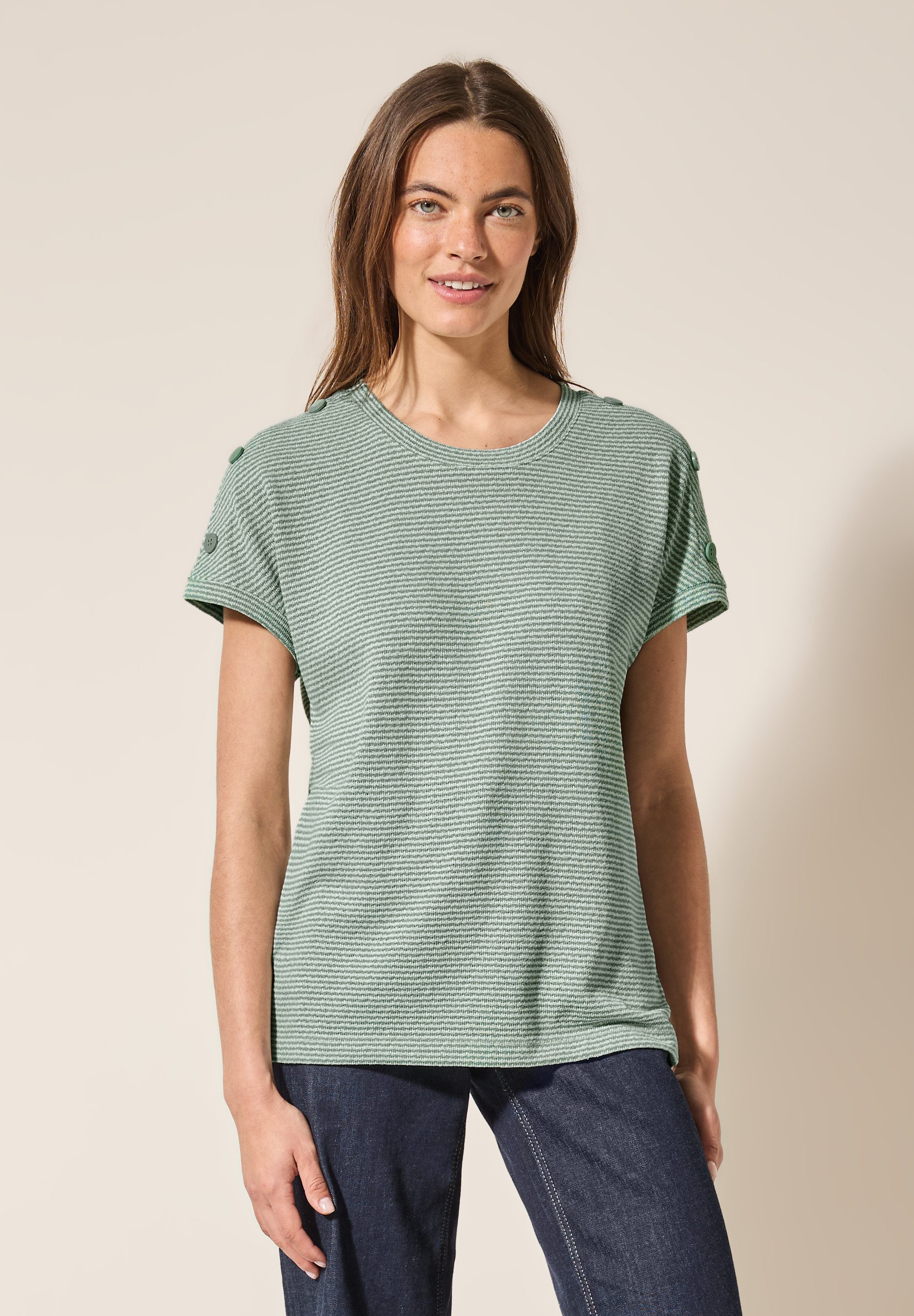 Cecil T-Shirt, aus softem Materialmix günstig online kaufen
