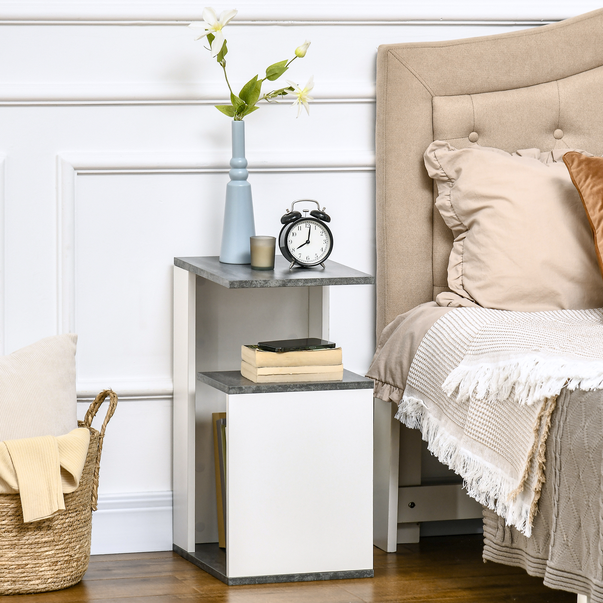HOMCOM Nachttisch mit offenem Regal aus Spanplatte, modernes Design, unrege günstig online kaufen