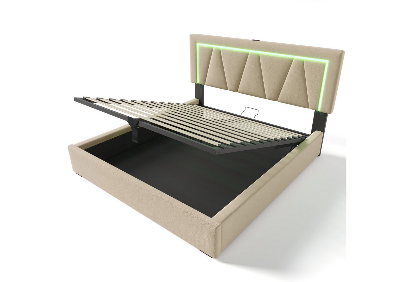 Refined Living Polsterbett LED Doppelbett mit USB Typ C Ladefunktion und LE günstig online kaufen