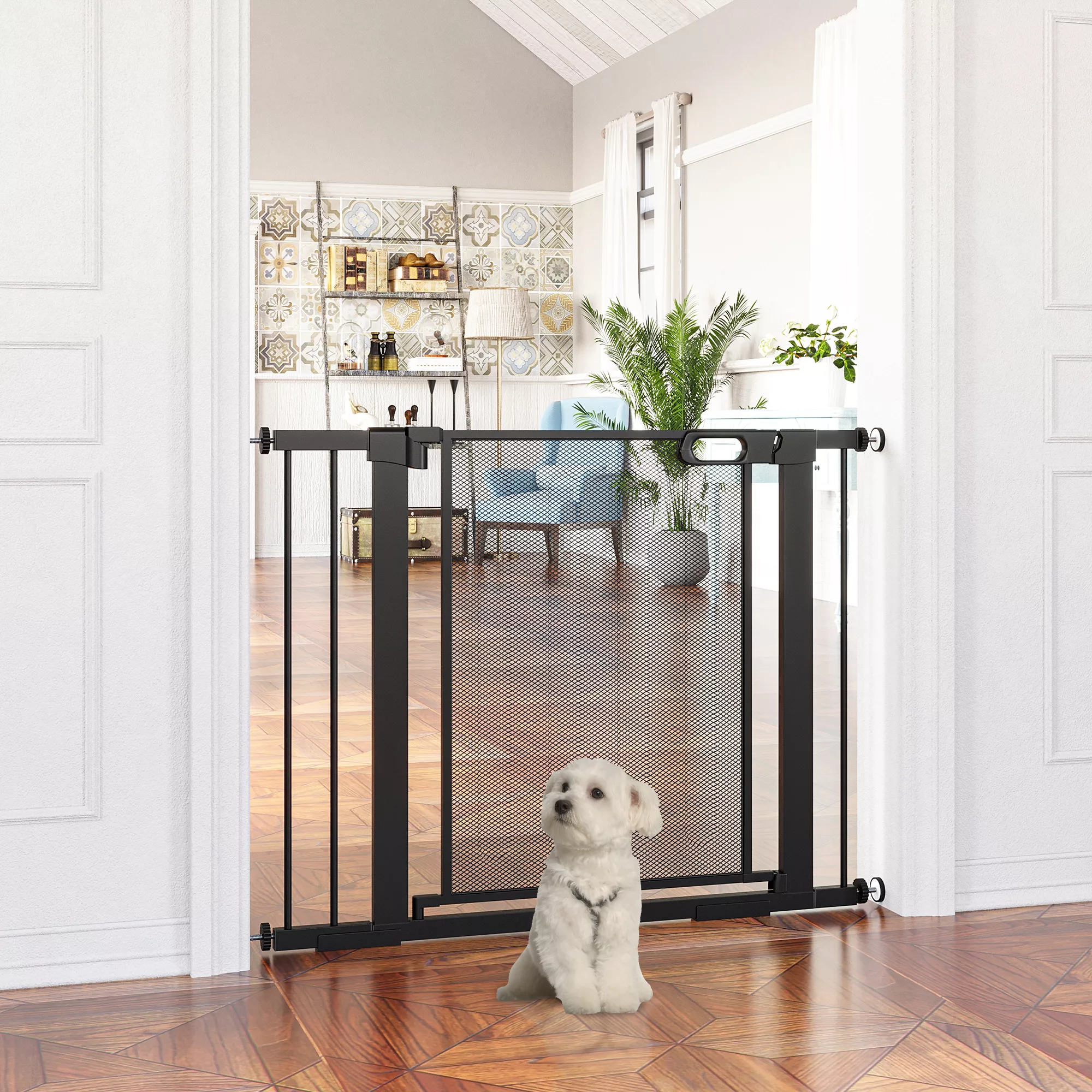 PawHut Hunde Türschutzgitter, 75-103 cm, Treppengitter, Hundegitter ohne Bo günstig online kaufen