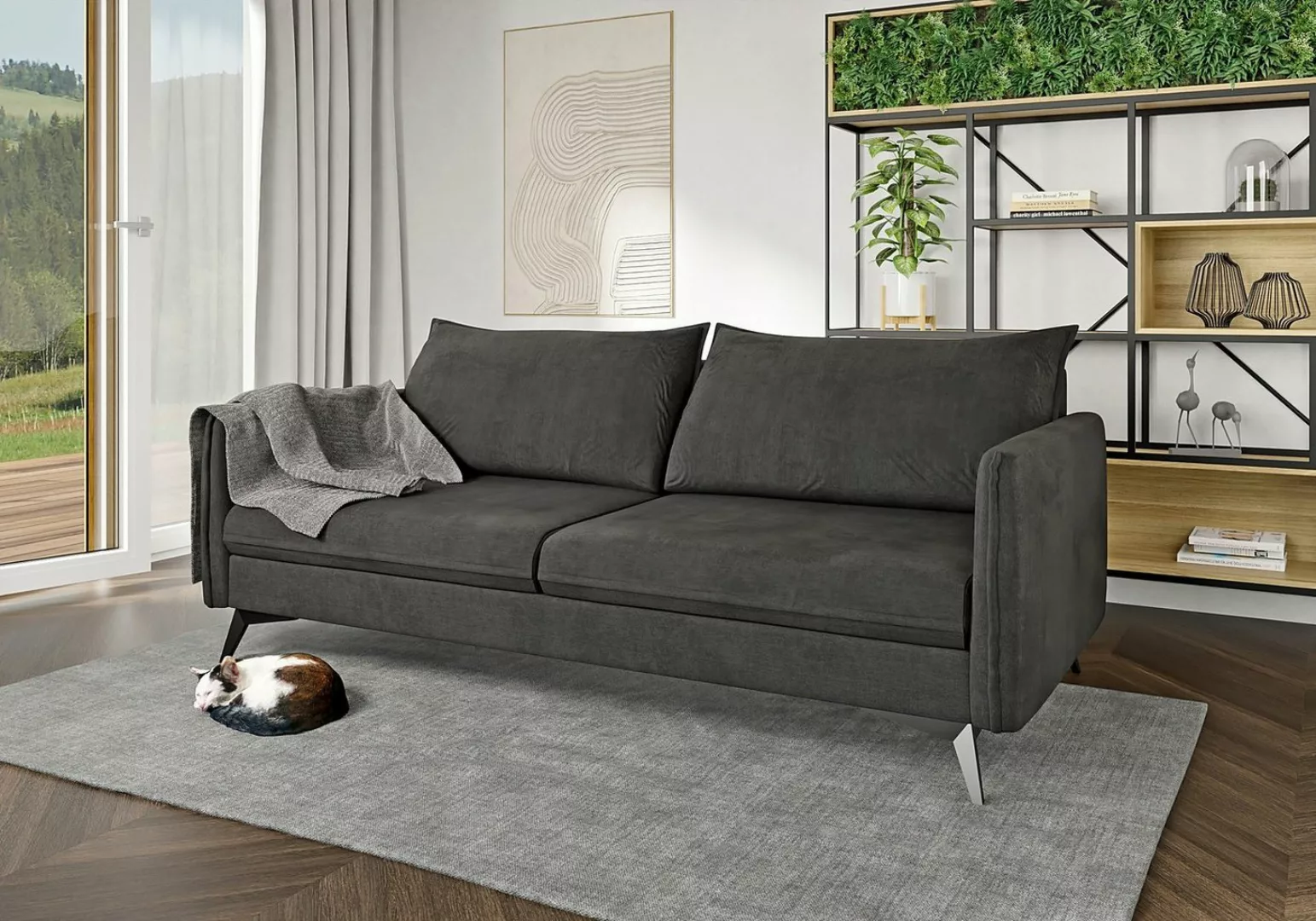 S-Style Möbel 3-Sitzer Modernes Sofa Azalea mit Schwarz Metall Füßen, mit W günstig online kaufen