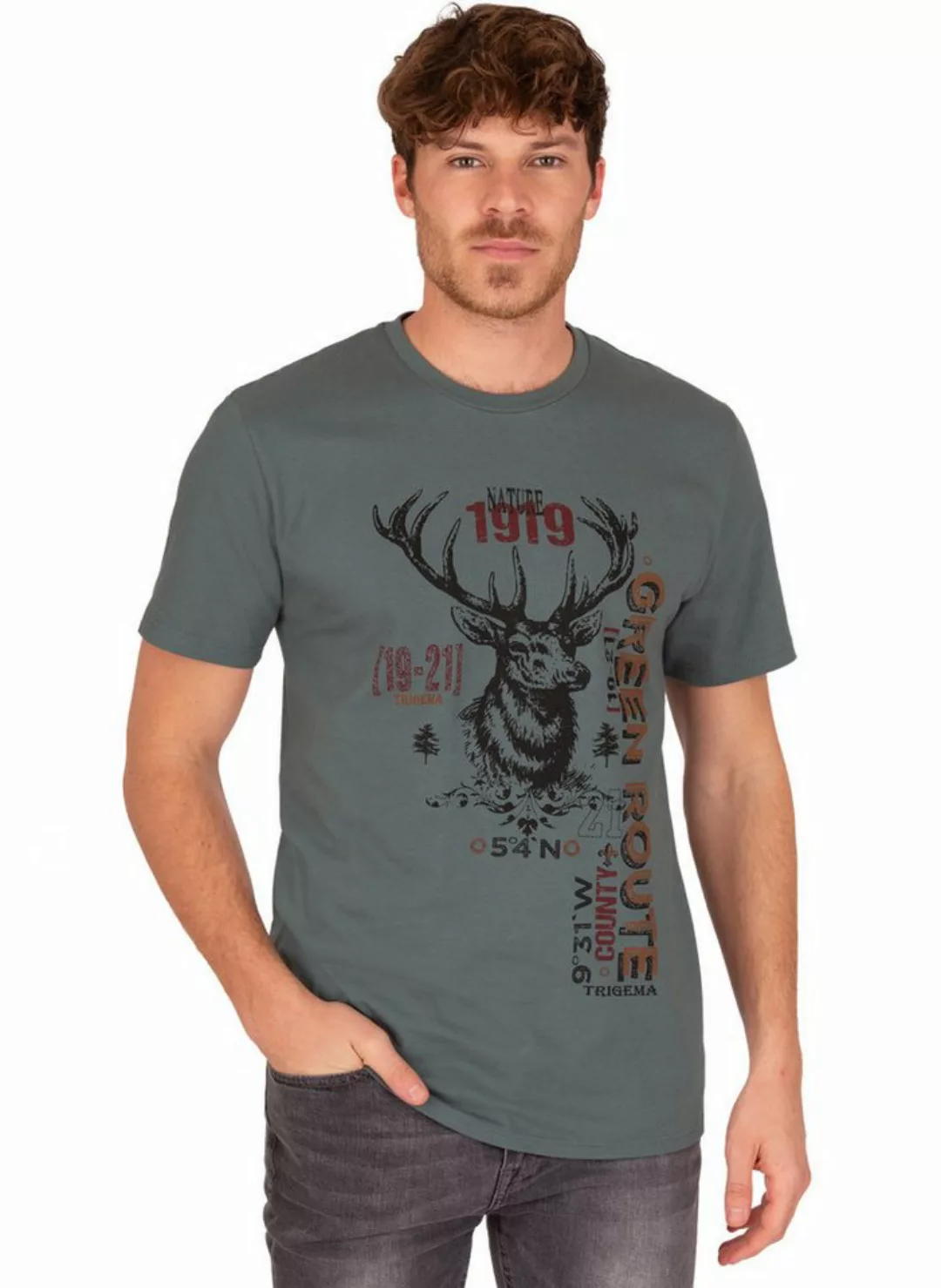 Trigema T-Shirt TRIGEMA T-Shirt in Öko-Qualität mit Hirsch-Motiv (1-tlg) günstig online kaufen