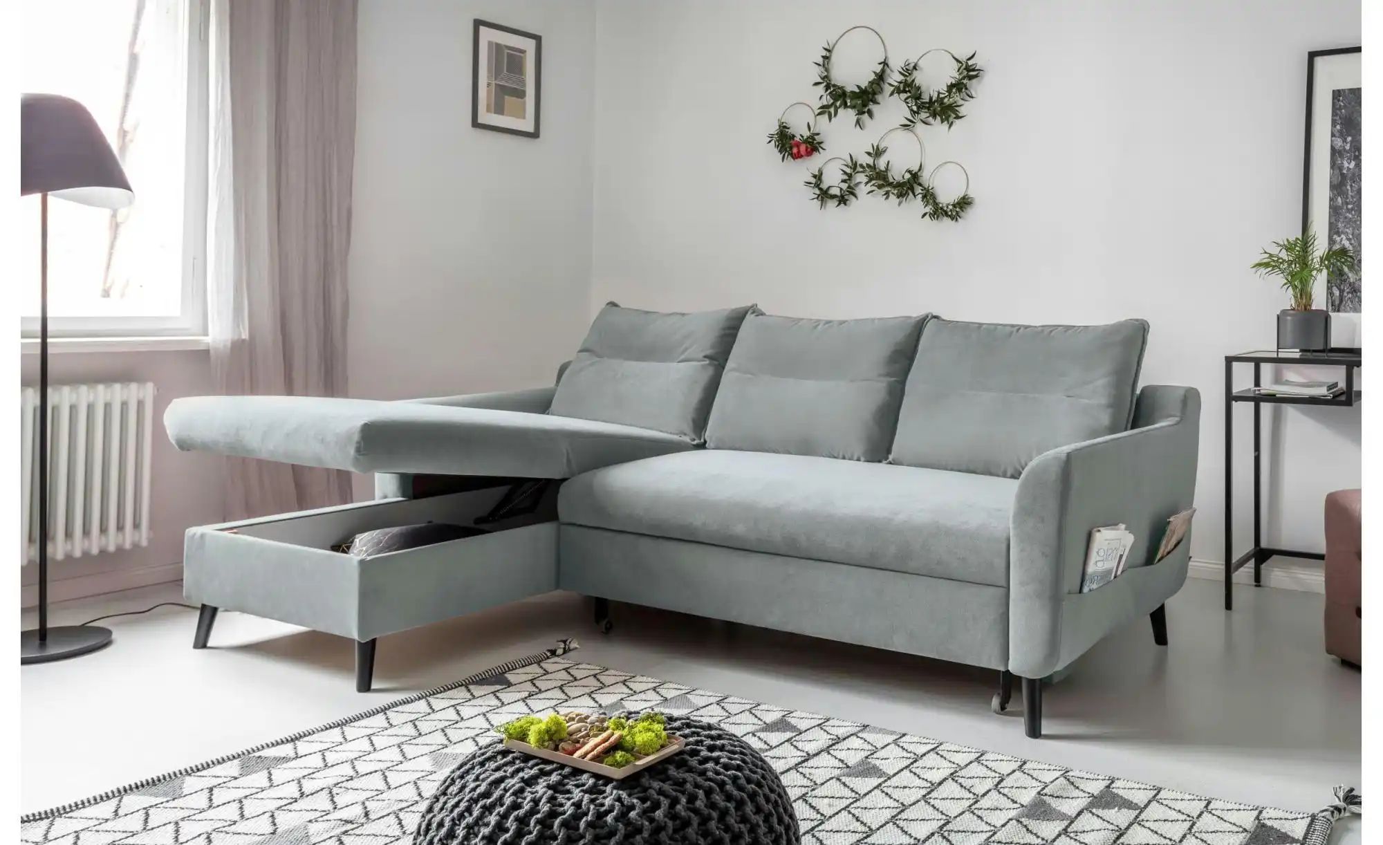 Miuform Ecksofa mit Schlaffunktion Stylish Stan ¦ blau ¦ Maße (cm): B: 224 günstig online kaufen