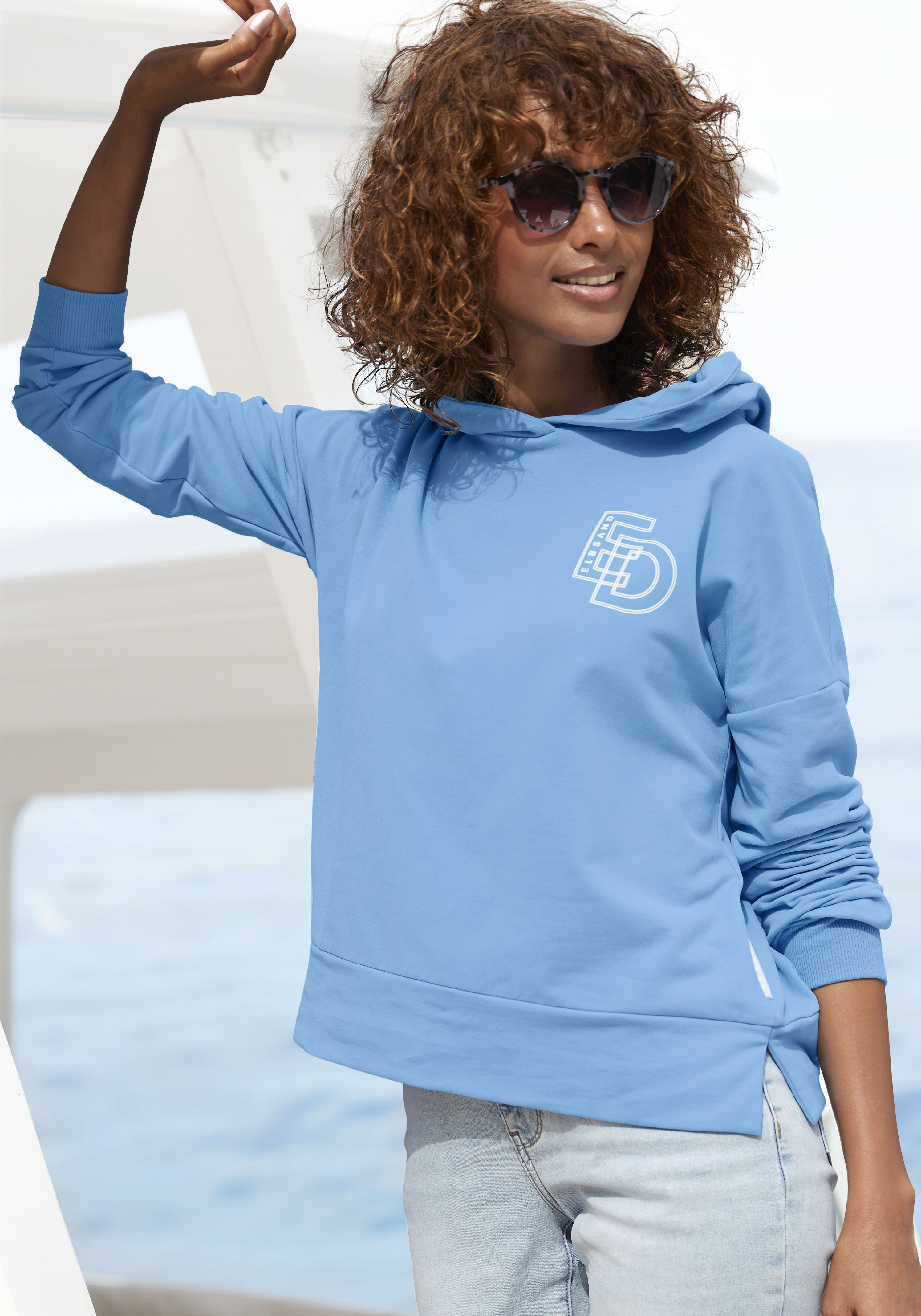 Elbsand Kapuzensweatshirt mit großem Logodruck auf dem Rücken, bequemer Hoo günstig online kaufen