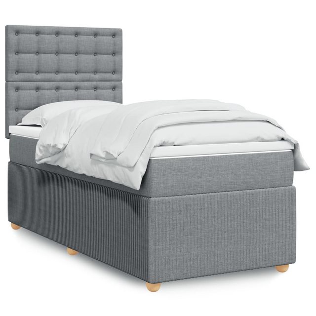 vidaXL Boxspringbett, Boxspringbett mit Matratze Hellgrau 80x200 cm Stoff günstig online kaufen