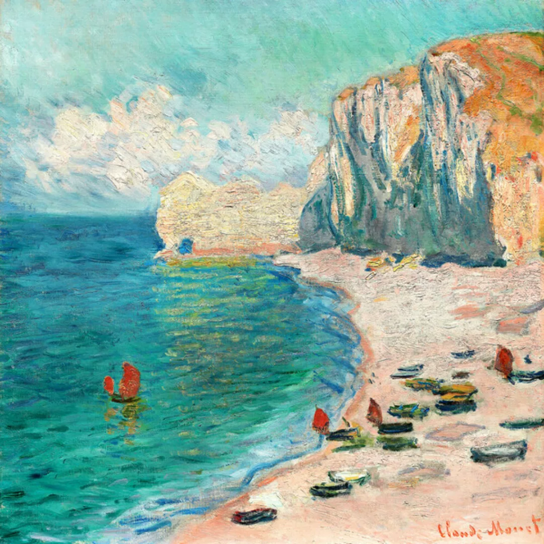 Poster / Leinwandbild - Claude Monet: Der Strand Und Die Falaise D'amont günstig online kaufen