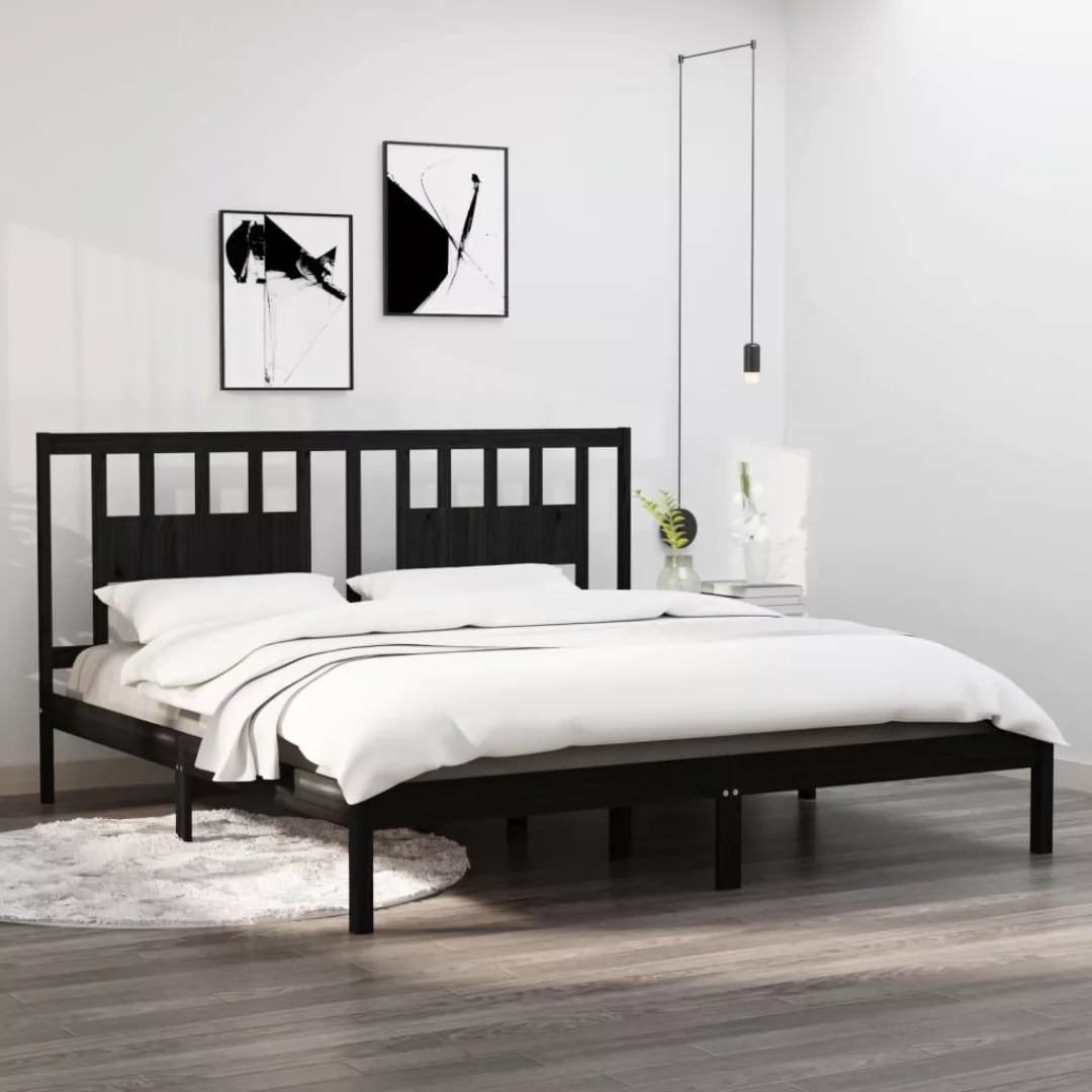 vidaXL Bettgestell Massivholzbett Schwarz 180x200 cm 6FT Super King Bett Be günstig online kaufen