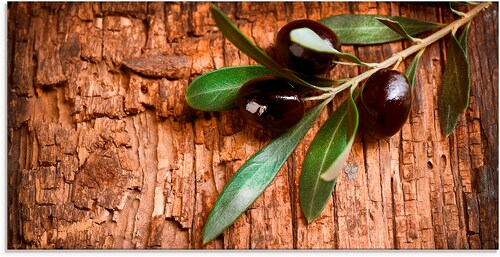 Artland Glasbild »Oliven vor einem Holzhintergrund«, Speisen, (1 St.), in v günstig online kaufen