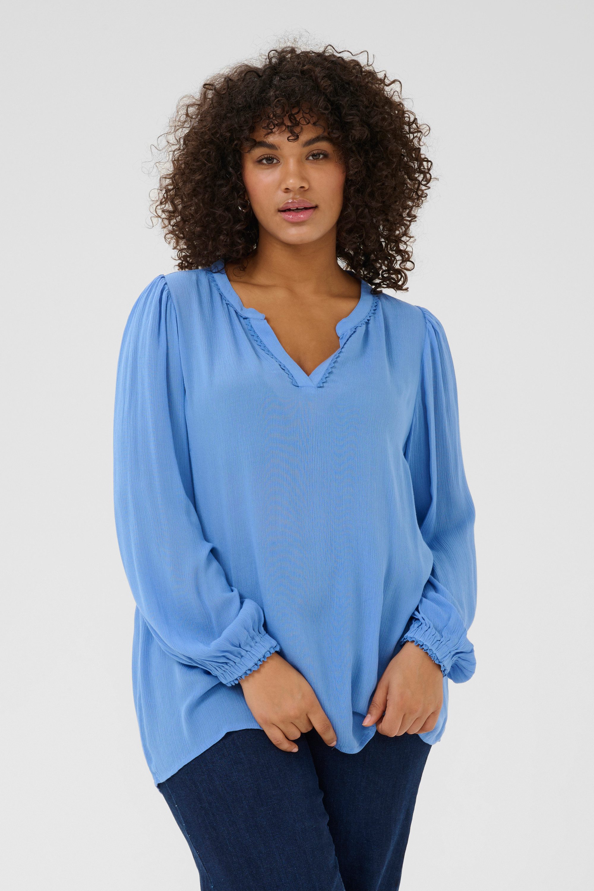 KAFFE Curve Langarmbluse Langarm-Bluse KCnoah Große günstig online kaufen