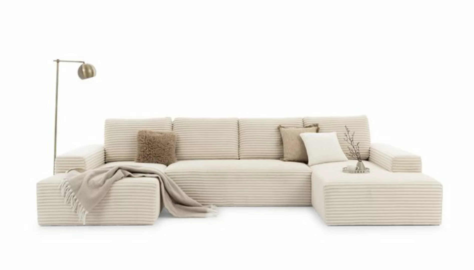 PROMETO Möbel Ecksofa Azzano U-Form, Sofa U-Form, Couch Breitcord Stoff günstig online kaufen