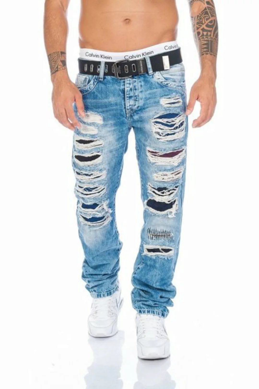 Cipo & Baxx Regular-fit-Jeans Herren Jeans Hose im Destroyed Look mit farbi günstig online kaufen