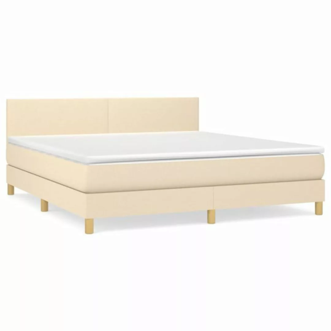 vidaXL Boxspringbett Boxspringbett mit Matratze Creme 160x200 cm Stoff Bett günstig online kaufen