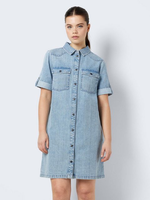 Noisy may Shirtkleid Kurzes Denim Jeanskleid Oversize Kurzarm Hemd Design ( günstig online kaufen
