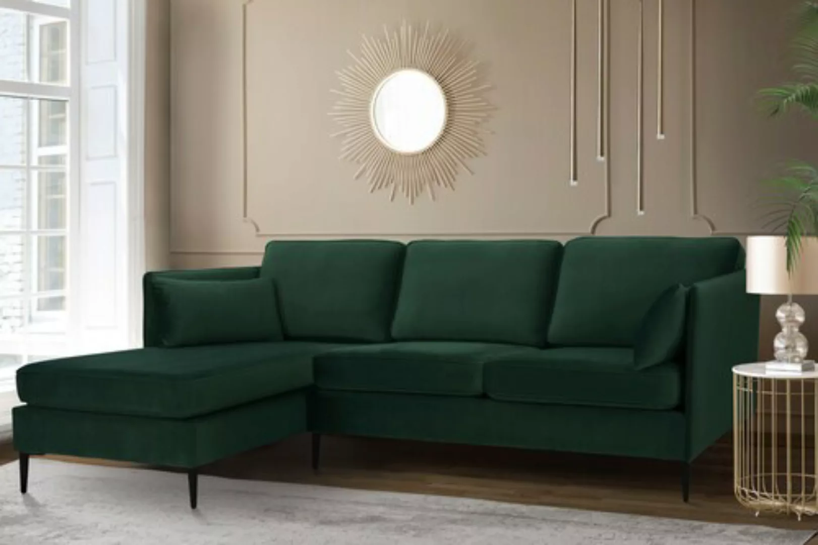Leonique Ecksofa »Light L-Form«, inklusive loser Zierkissen, mit schmalen A günstig online kaufen