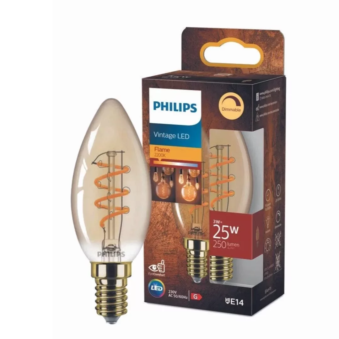 Philips LED Lampe E14 - Kerze B35 3W 250lm 2200K ersetzt 25W Viererpack günstig online kaufen