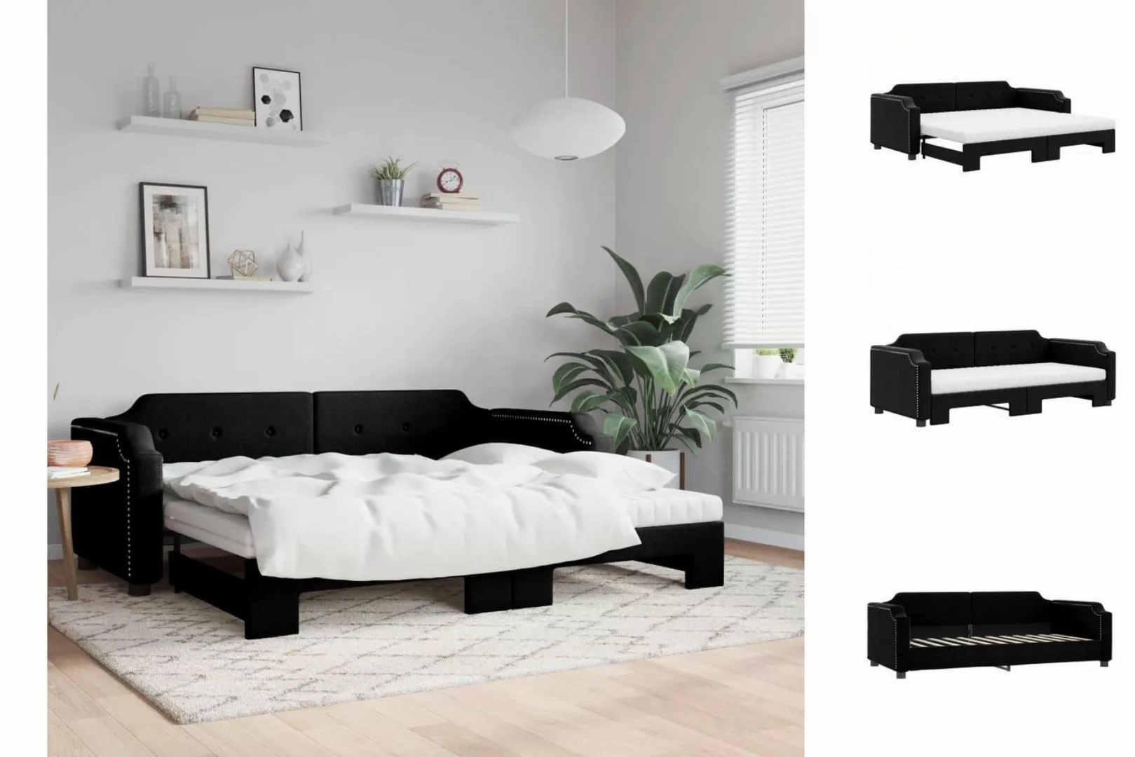 vidaXL Gästebett Gästebett Tagesbett Ausziehbar mit Matratzen Schwarz 80x20 günstig online kaufen