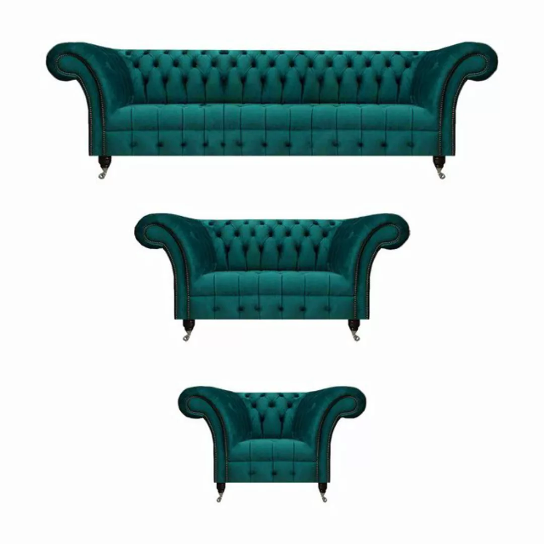 JVmoebel Chesterfield-Sofa Grün Chesterfield Sofa Komplett Modern Design Mö günstig online kaufen